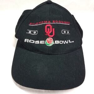 2003 Rose Bowl, Oklahoma Sooners Velcro backed black hat. Os